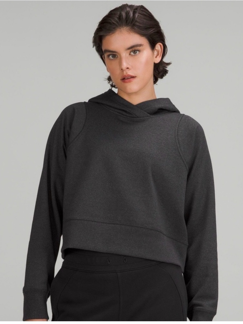 Lululemon Loungeful cropped hoodie sparkle black grey size 6